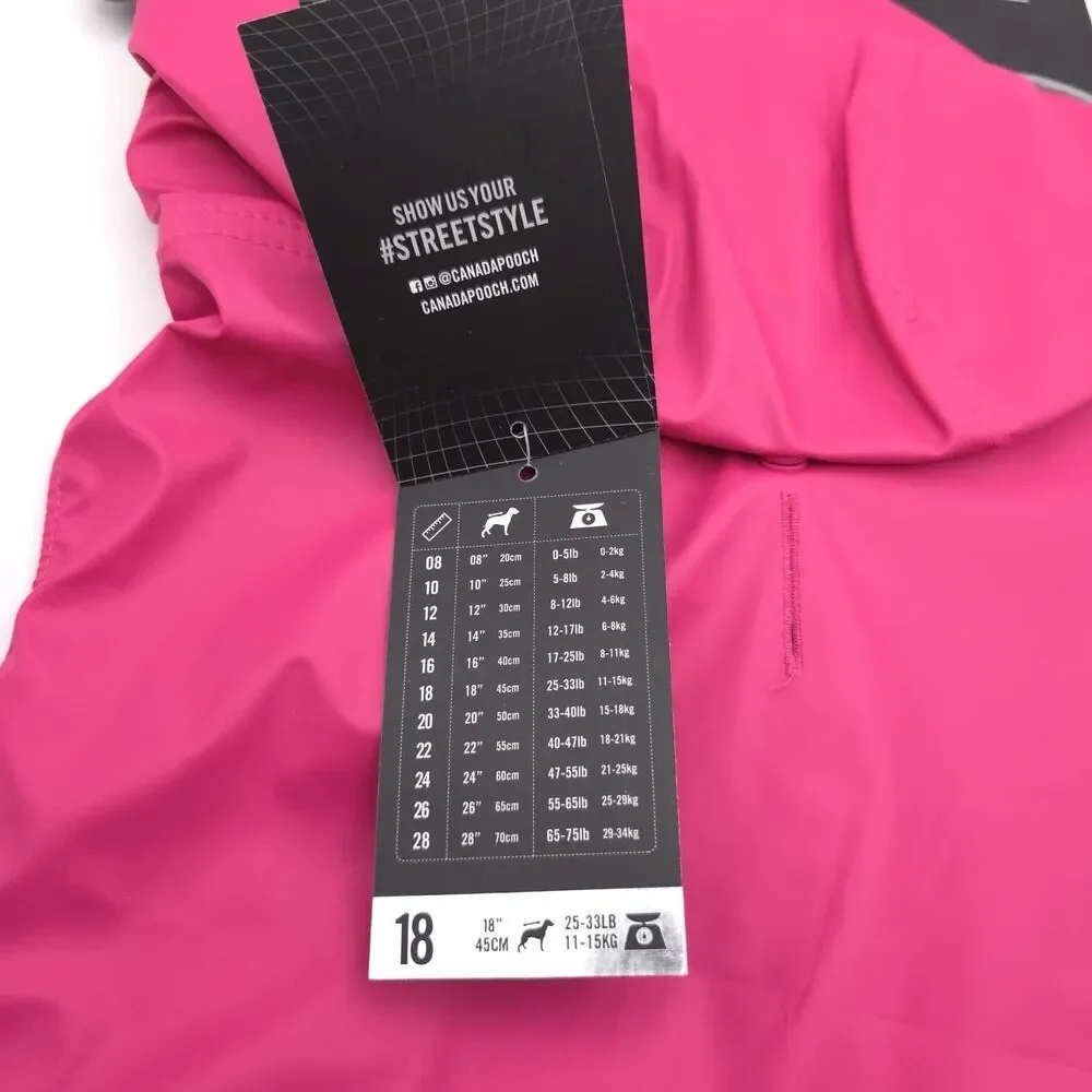 NWT‎ CANADA POOCH Torrential Tracker 18” PINK Rain Coat For Dogs 18 inch